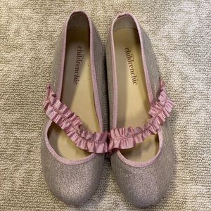 Children chic gold shimmer with pink ribbon.